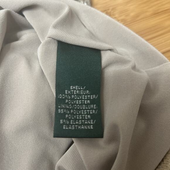 Lauren Ralph Lauren Metallic Silver Faux Wrap Sheath Dress Ruched Bodycon Sz 10 - Picture 7 of 8